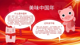 新春美味中国年红色白色简约手抄报