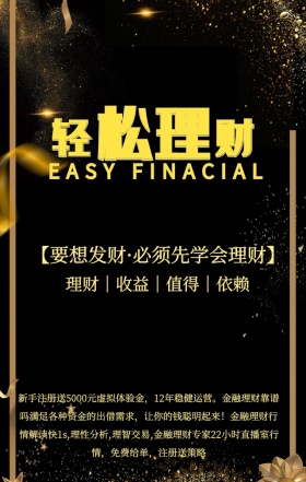 黑金钱袋金币金融贷款投资理财手机海报