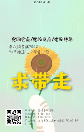 求带走宠物店活动促销日签