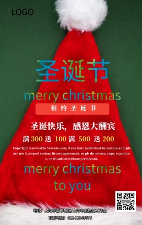 红色精致唯美圣诞狂欢促销手机海报