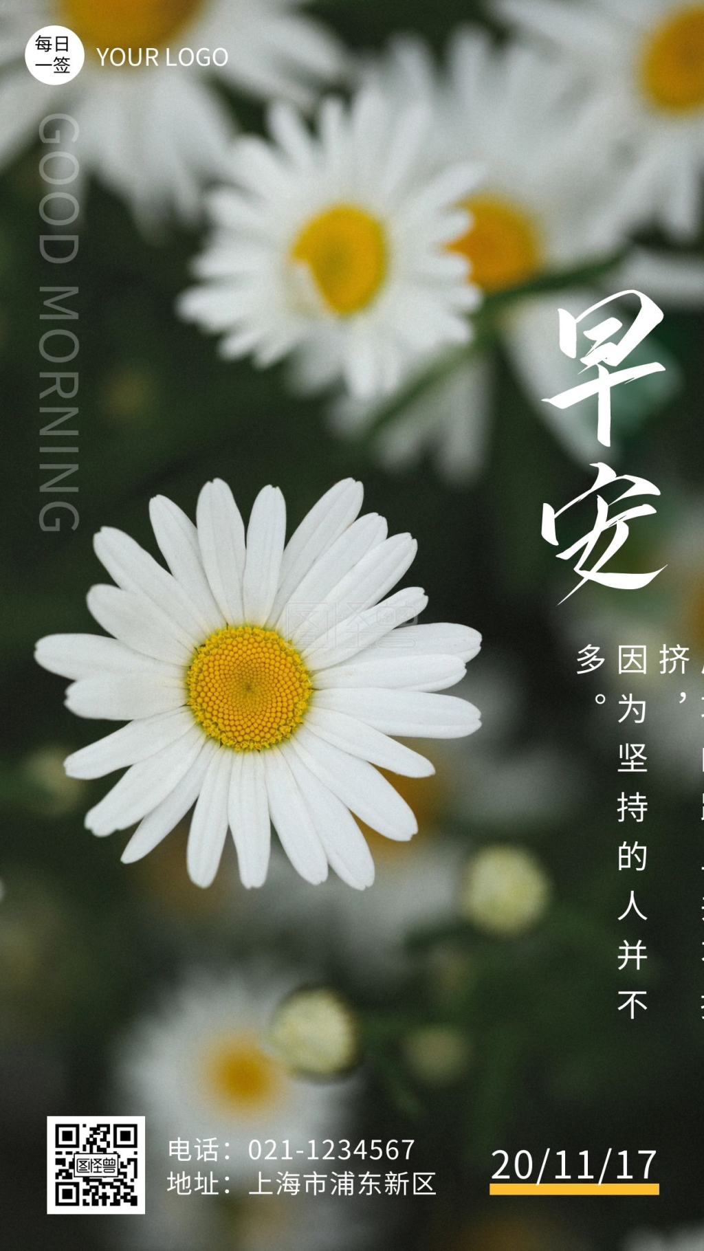 鲜花摄影图早安励志手机海报