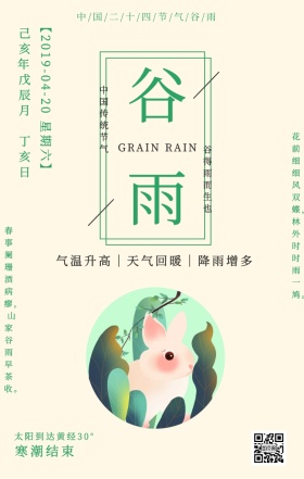 谷雨绿色中国风简约科普宣传手机海报