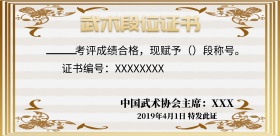 简约中国风蓝色武术证书