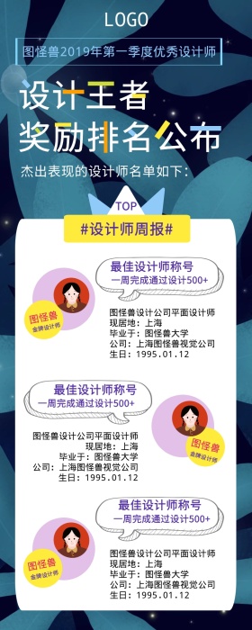 设计公司优秀员工排名奖励榜单营销长图