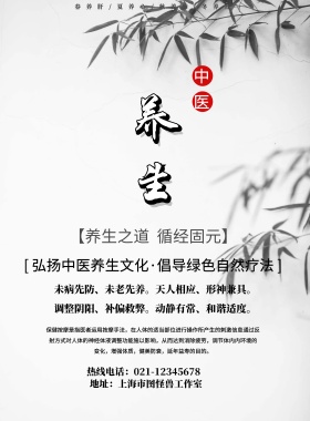 白色古风中医养生宣传海报