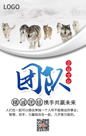 企业文化之团队简约大气手机海报