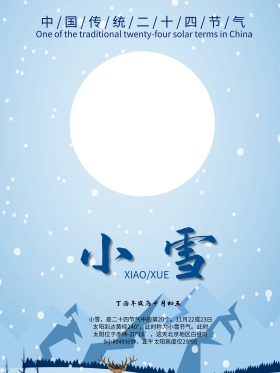 简约中国传统二十四节气之一小雪宣传海报