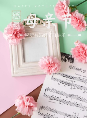 母亲节祝福红色卡通简约海报模板