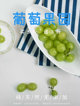 秋季水果上新葡萄果园促销活动海报