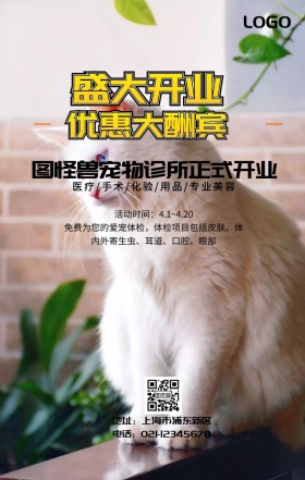 宠物诊所开业手机海报