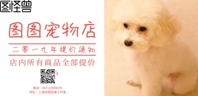 可爱蓝色宠物店涨价横版海报