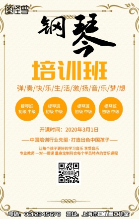 钢琴招生说明会手机海报设计