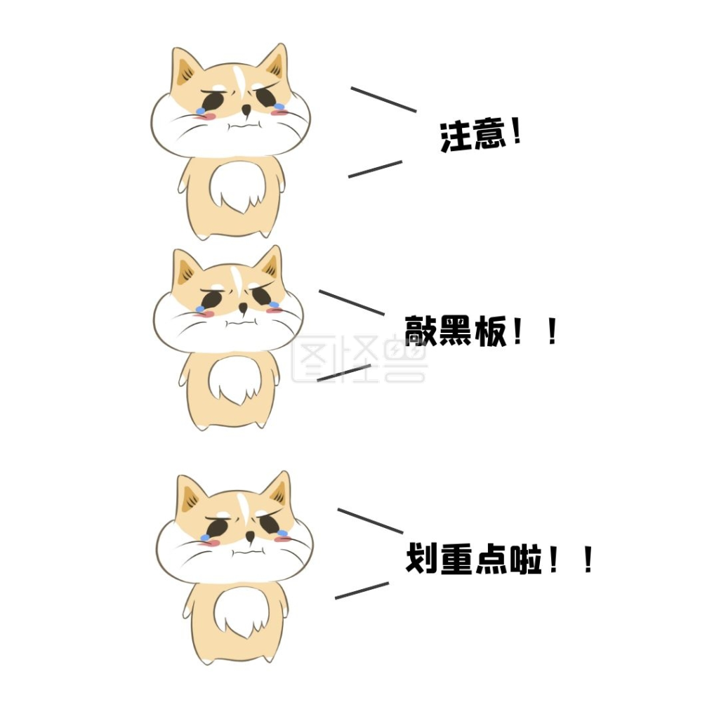 注意了-注意啦线条小猫咪白色文字卡通注意了表情包在线图片制作-图怪兽