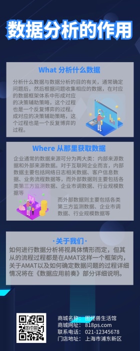 数据分析简约蓝色手机营销长图