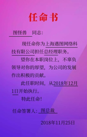 简约大气公司任命书