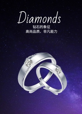 高档铂金钻戒品牌展示海报