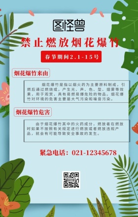 春节禁止放烟花爆竹宣传海报