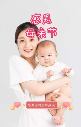 粉色康乃馨简约文艺母亲节感恩海报