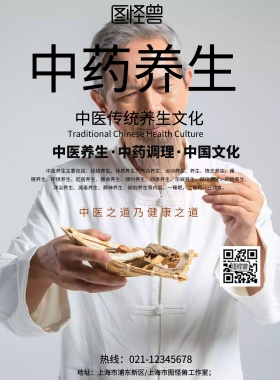 黄色中医中药养生宣传海报