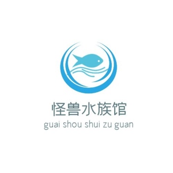 蓝色简约圆形水族馆logo