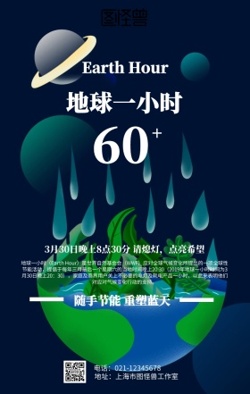简约大气地球一小时海报