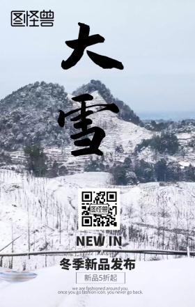 大雪冰雪背景雪树梢房子二十四节气促销海报