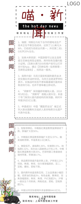 喵新闻猫咪新闻白色可爱营销新闻长图