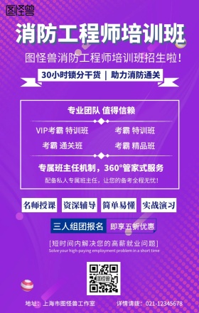 卡通简约消防工程师培训招生宣传手机海报图片