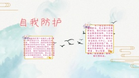 创意卡通扁平自我防护手抄报海报