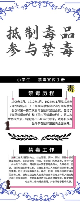 创意简约大气小学生禁毒宣传长图海报