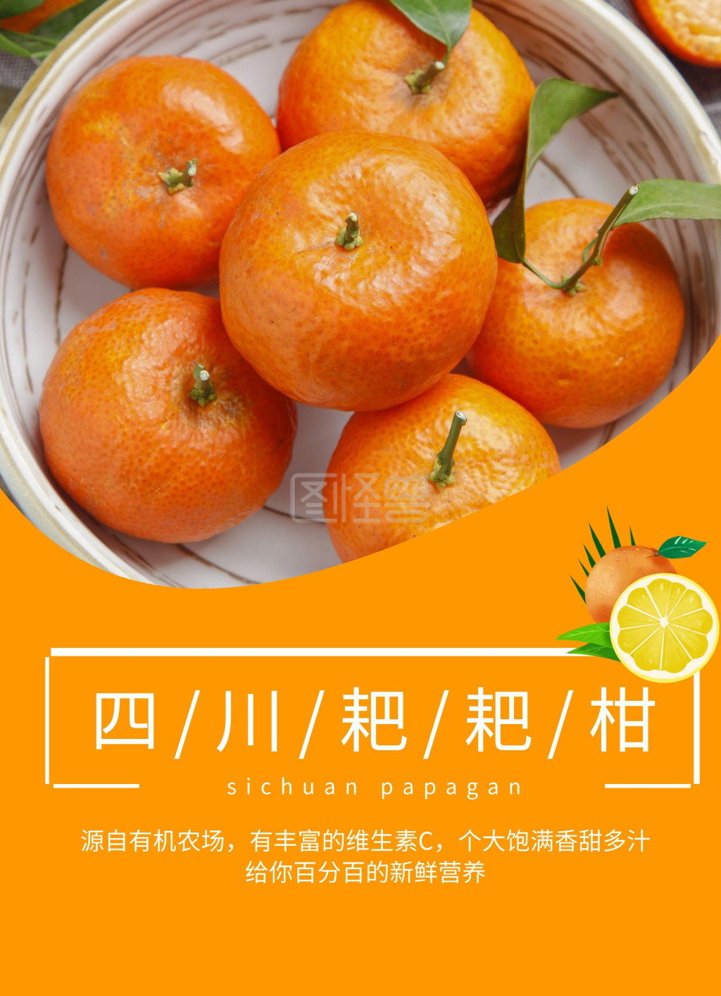 耙耙柑橘色简约宣传单