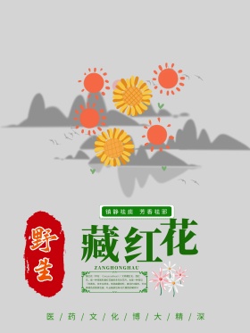 浅色简约中药养生野生藏红花海报