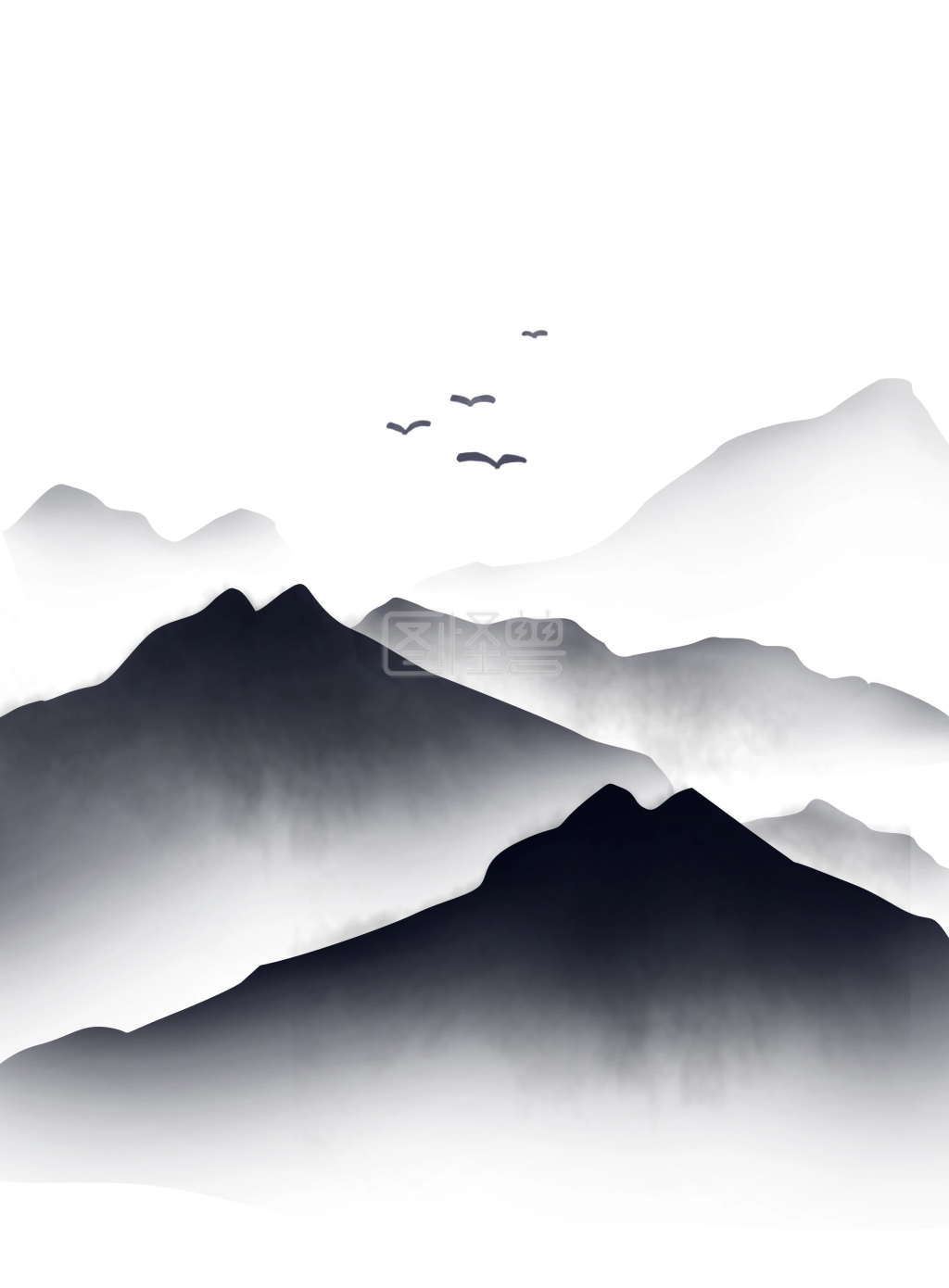 水墨山-古风山水墨装饰画在线图片制作-图怪兽