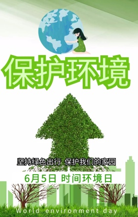 世界环境日环境保护绿色扁平化手机海报