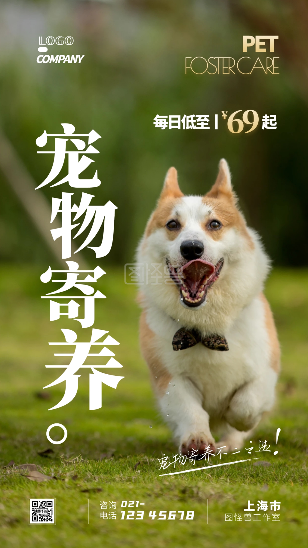宠物寄养促销宣传摄影图手机海报