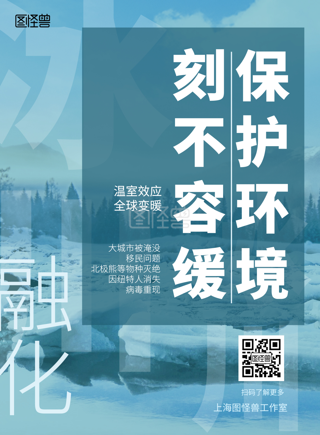 2020冰川融化保护环境全球变暖海报