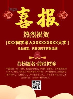 高大上喜报宣传海报 