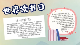 蓝色卡通世界读书日手抄报
