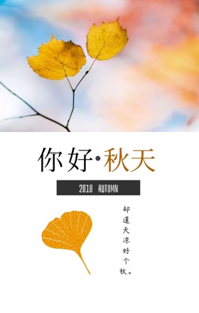 文艺秋天落叶日签海报