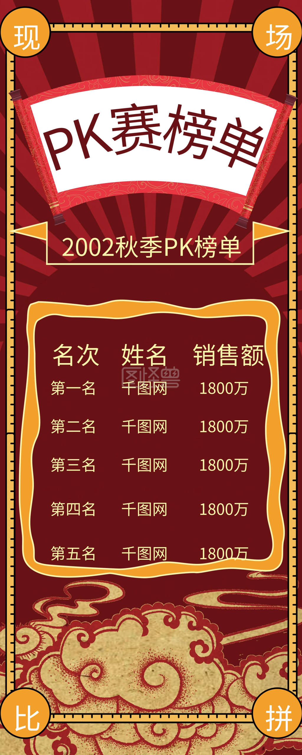 销售业绩pk榜展架易拉宝