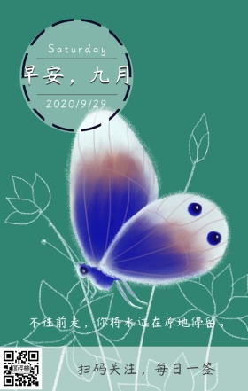 早安九月蝴蝶采花日签