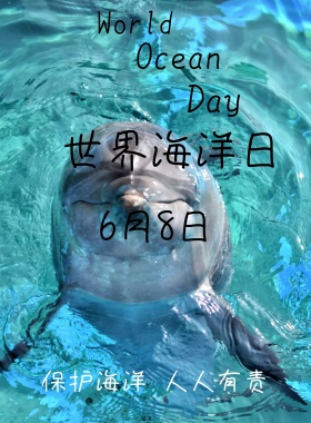 世界海洋日简约蓝色公益宣传保护海报
