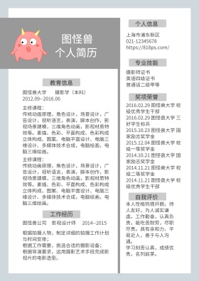 灰色黑色几何线条箭头求职简历