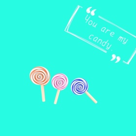 你是我的糖果蓝色创意手机微博封面模板