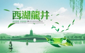 清新唯美西湖龙井茶叶宣传