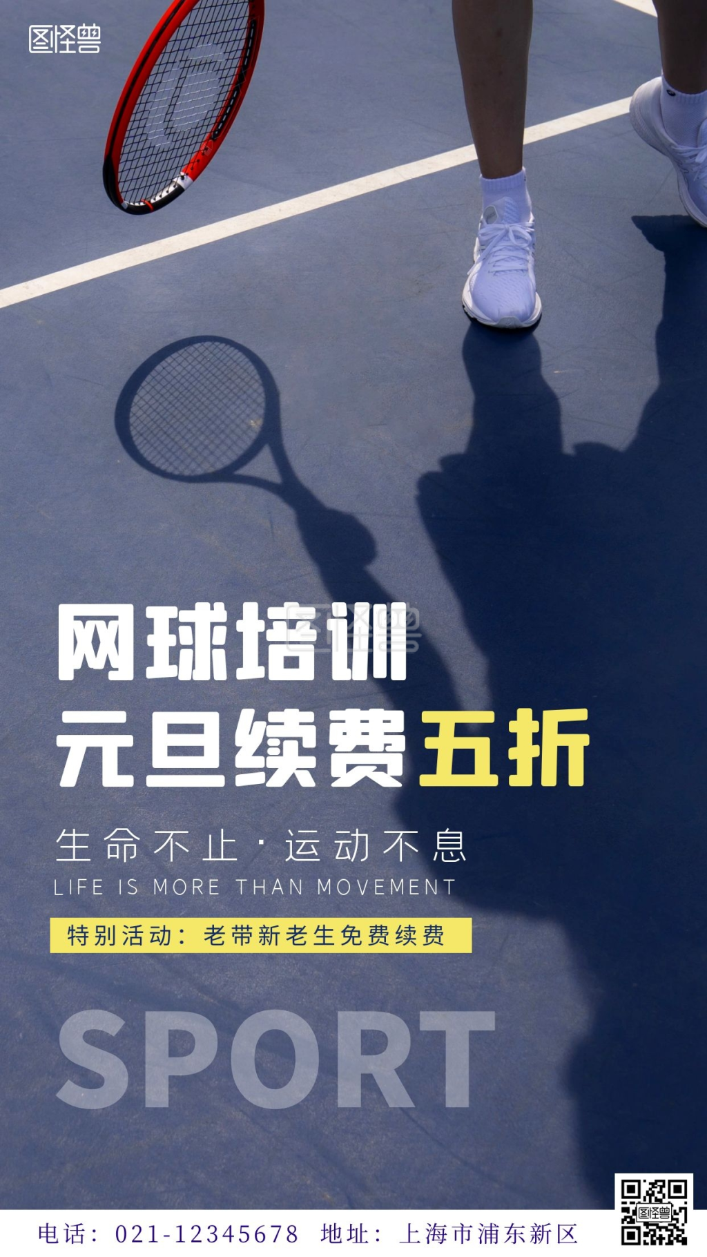 简约大气摄影风元旦续费优惠手机营销海报