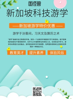 简约风格新加坡科技游学宣传海报