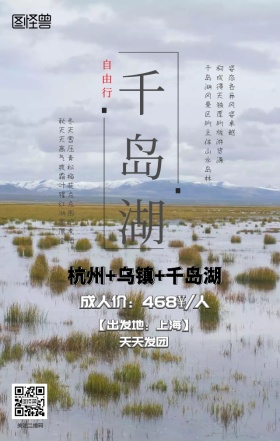 千湖岛自由行旅游手机海报