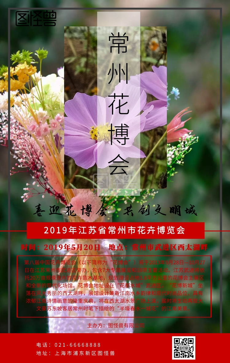常州花博会红色简约海报