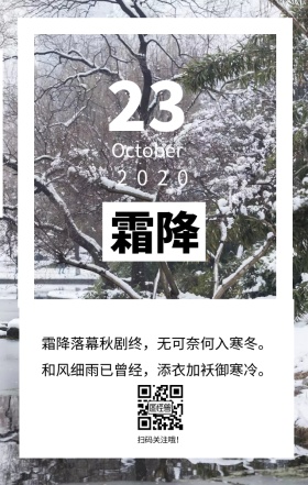 霜降季节节气木头文艺简约日签